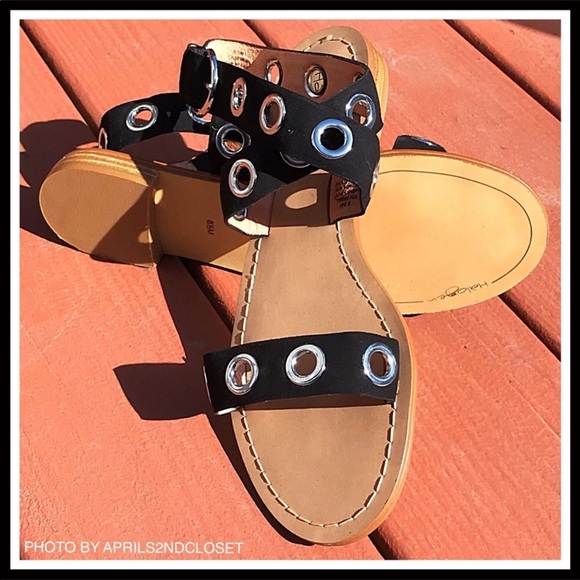 BLACK SUEDE & LEATHER GLADIATOR SANDALS - Picture 4 of 8